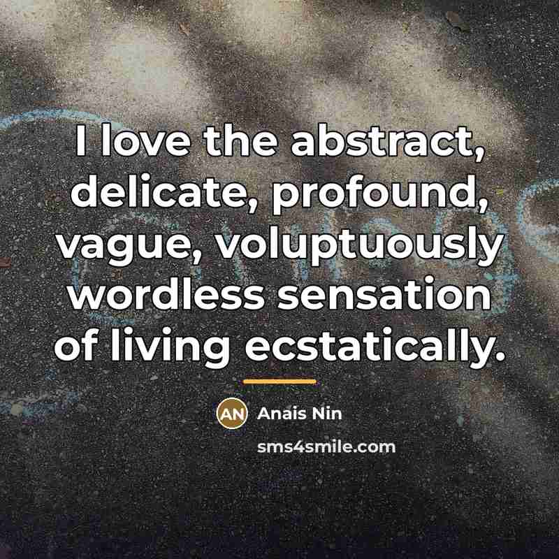 “I love the abstract, delicate, profound, vague, voluptuously wordless sensation…” quote by Anais Nin