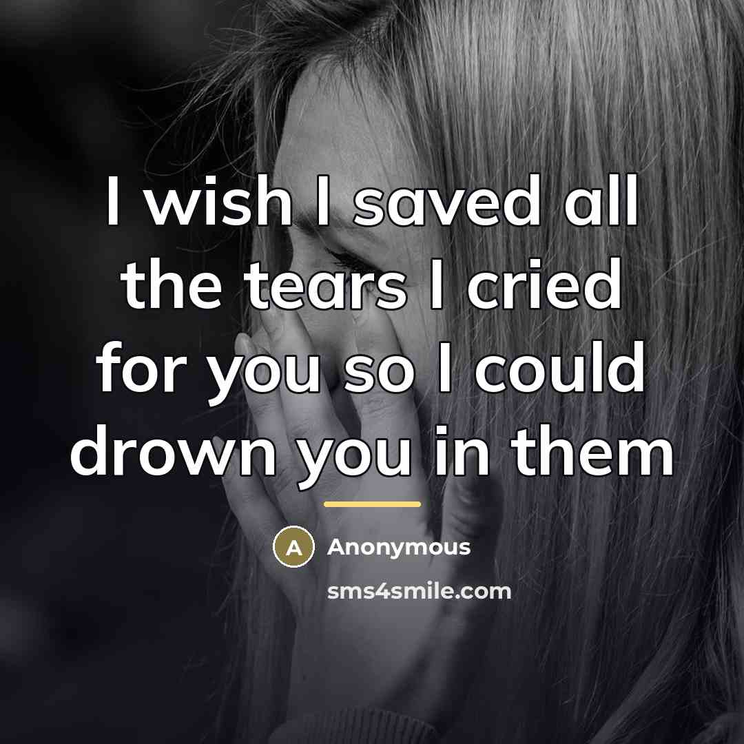 “I wish I saved all the tears I cried for…” quote by Anonymous