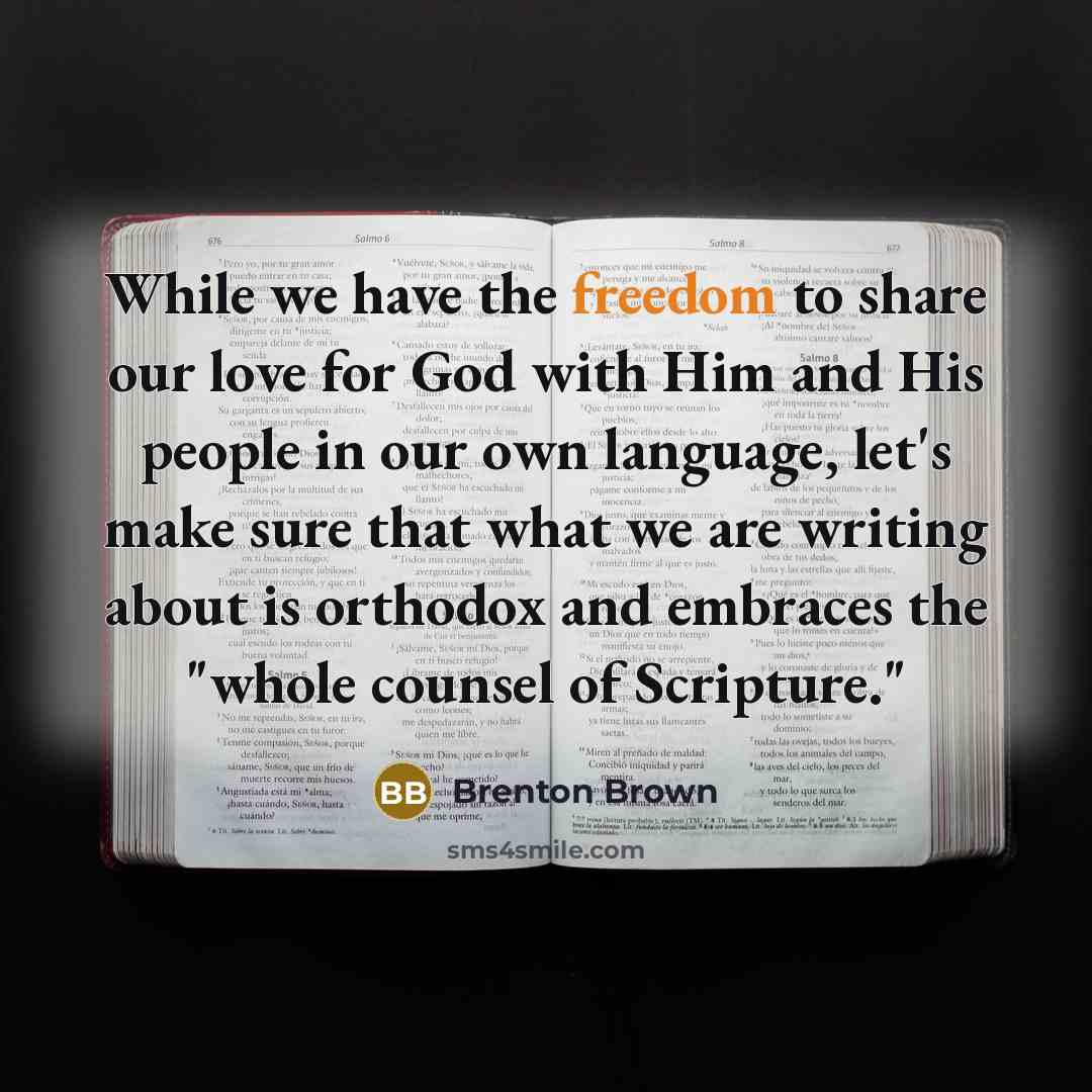 “While we have the freedom to share our love for…” quote by Brenton Brown