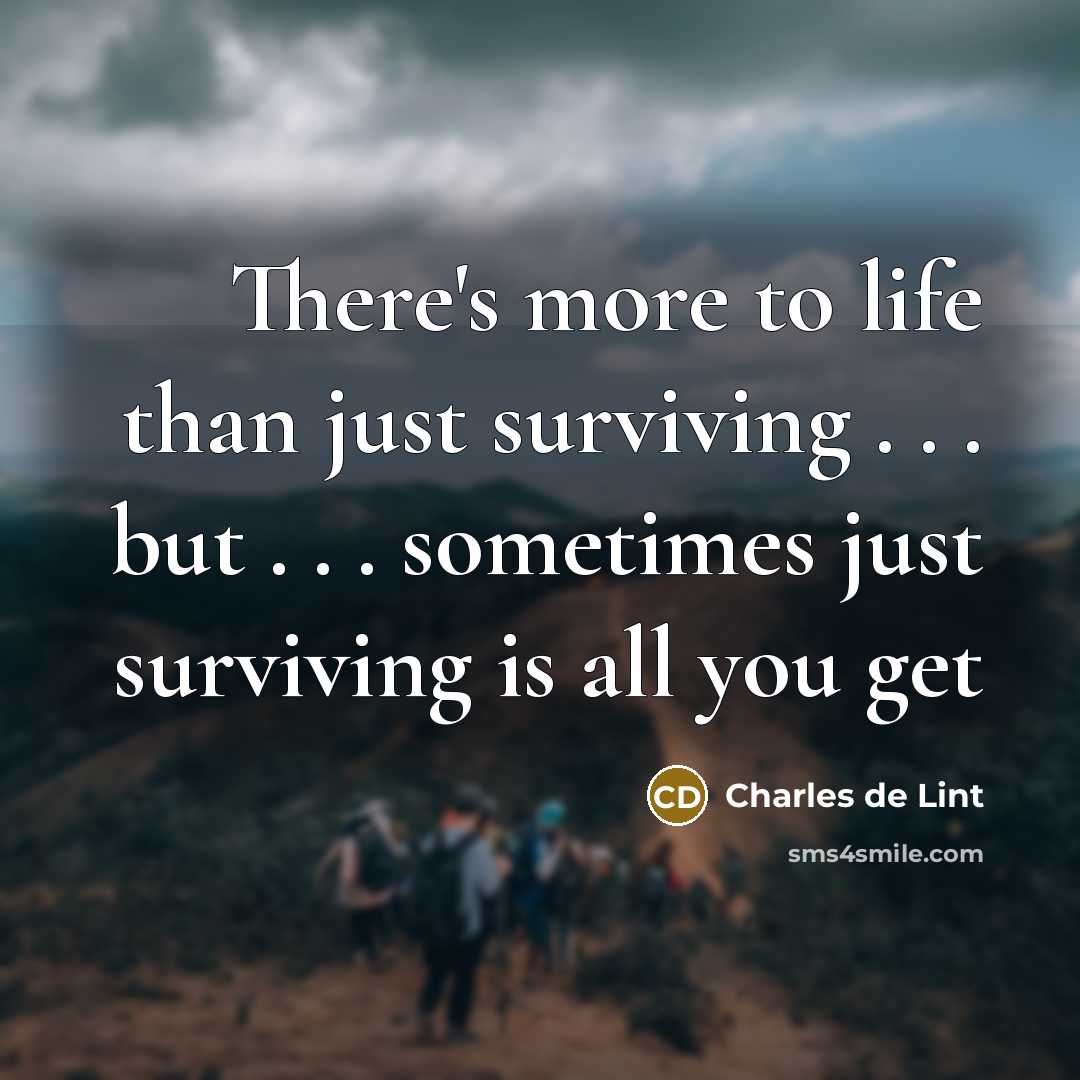 “There's more to life than just surviving . . .…” quote by Charles de Lint