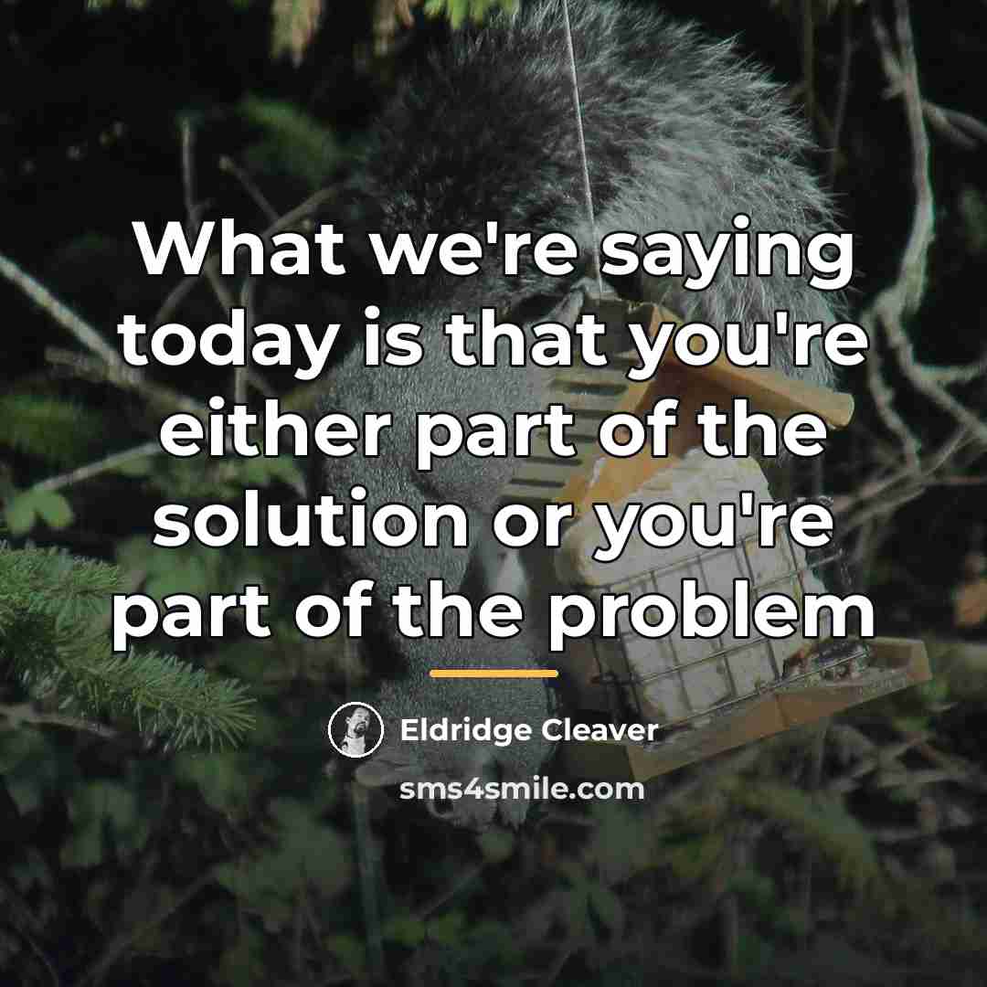 “What we're saying today is that you're either part of…” quote by Eldridge Cleaver