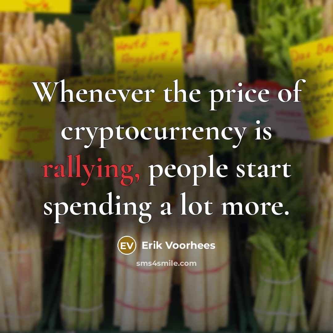 “Whenever the price of cryptocurrency is rallying, people start spending…” quote by Erik Voorhees