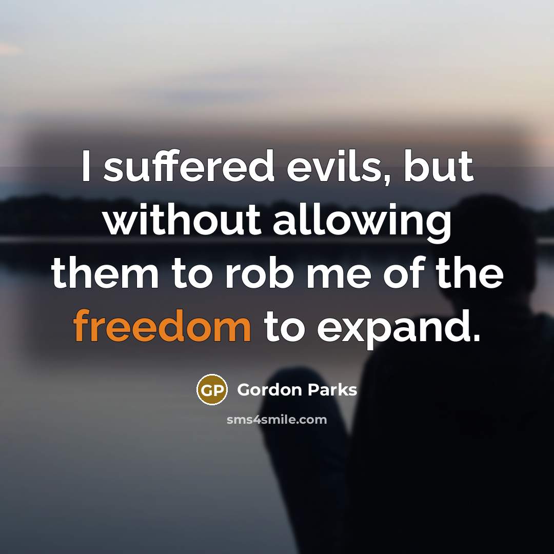 “I suffered evils, but without allowing them to rob me…” quote by Gordon Parks