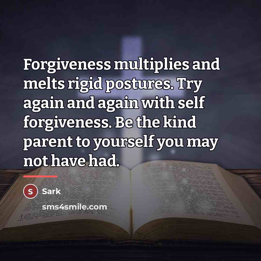 “Forgiveness multiplies and melts rigid postures. Try again and again…” quote by Sark