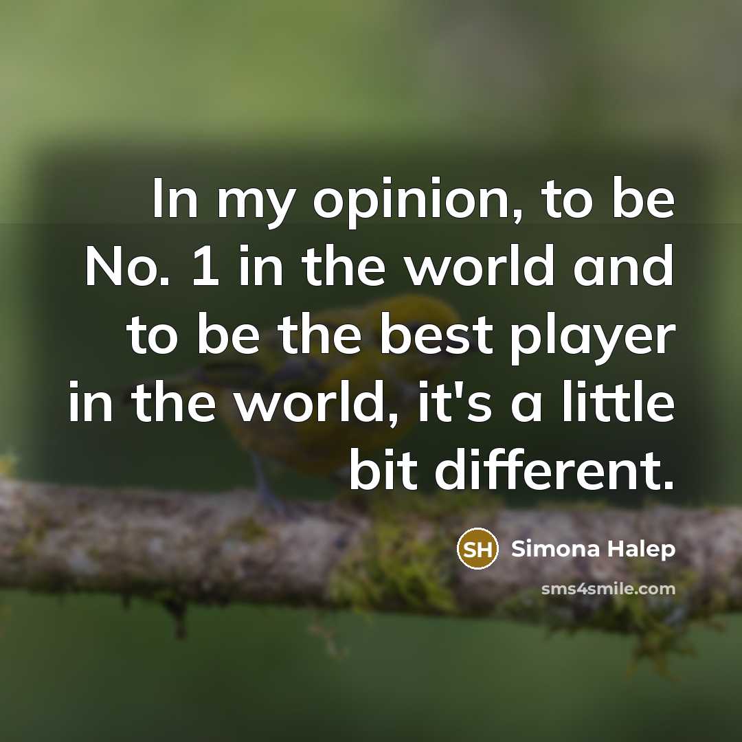 “In my opinion, to be No. 1 in the world…” quote by Simona Halep