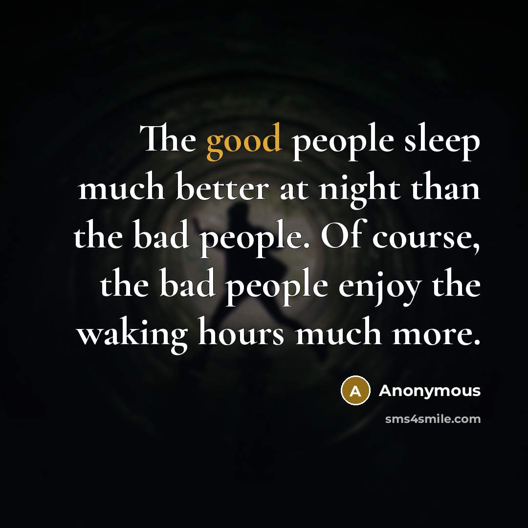 “The good people sleep much better at night than the…” quote by Anonymous
