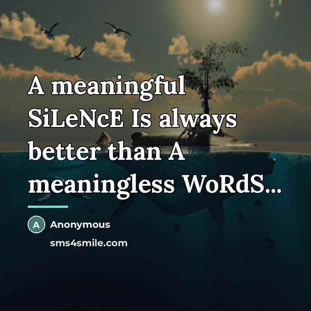 “A meaningful SiLeNcE Is always better than A meaningless WoRdS...…” quote by Anonymous