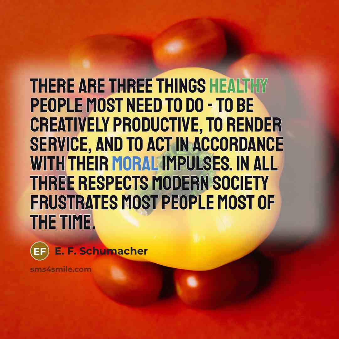 “There are three things healthy people most need to do…” quote by E. F. Schumacher