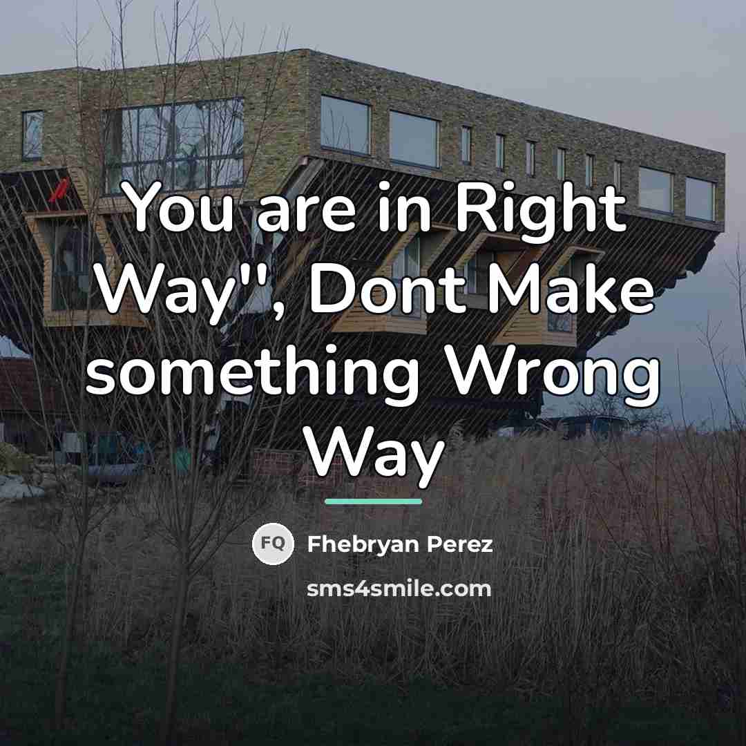 “You are in Right Way'', Dont Make something Wrong Way…” quote by Fhebryan Perez