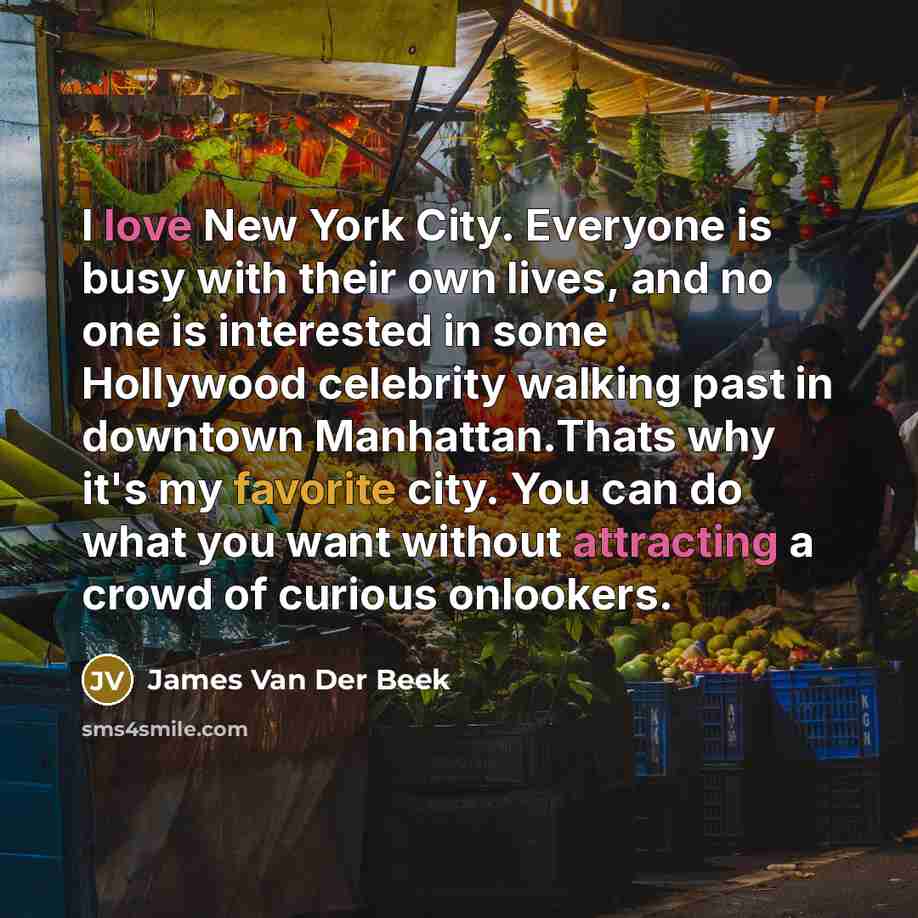 “I love New York City. Everyone is busy with their…” quote by James Van Der Beek