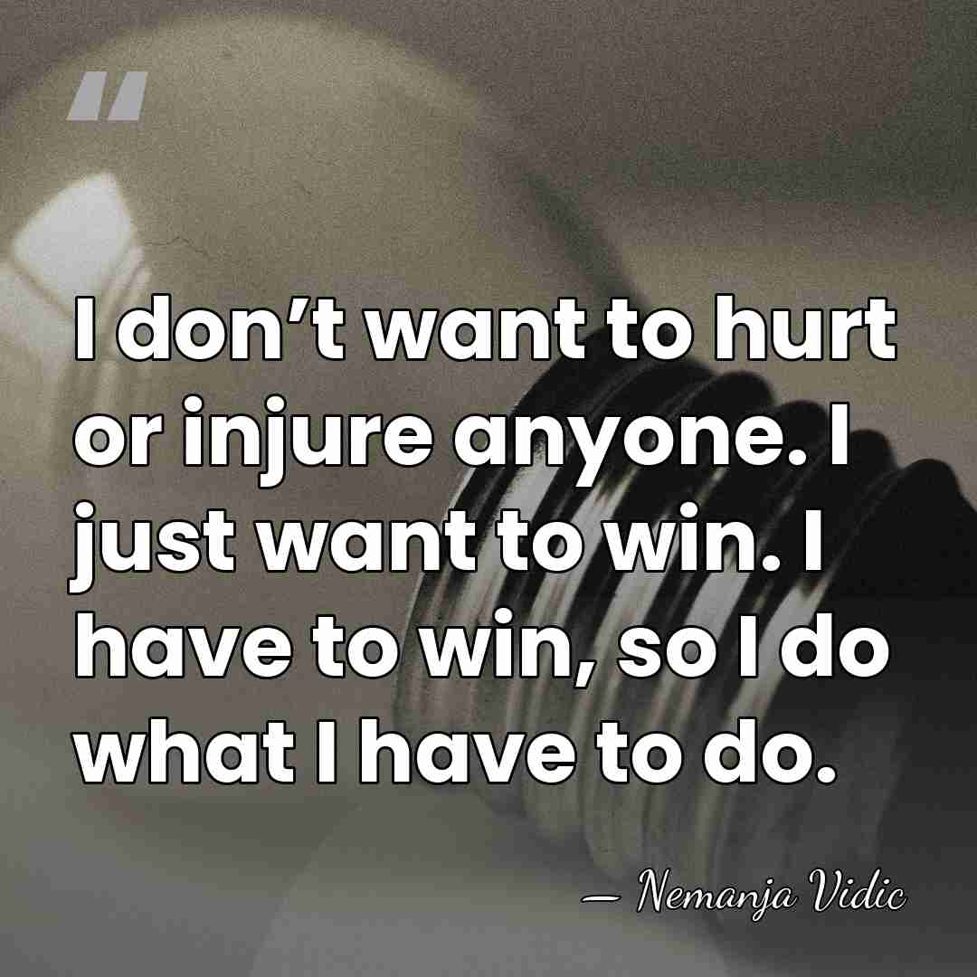 I don’t want to hurt or injure anyone. I just want to&hellip; - Nemanja Vidic