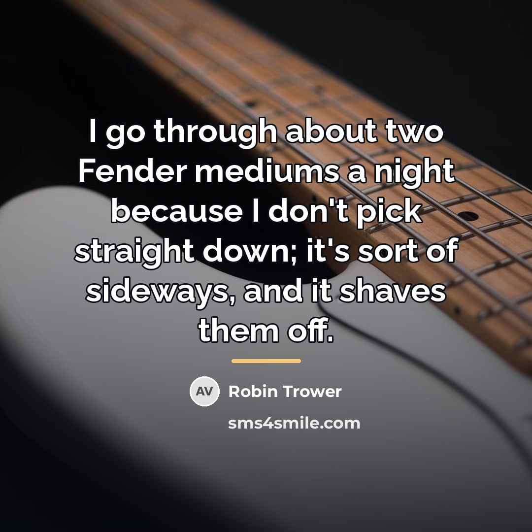 “I go through about two Fender mediums a night because…” quote by Robin Trower