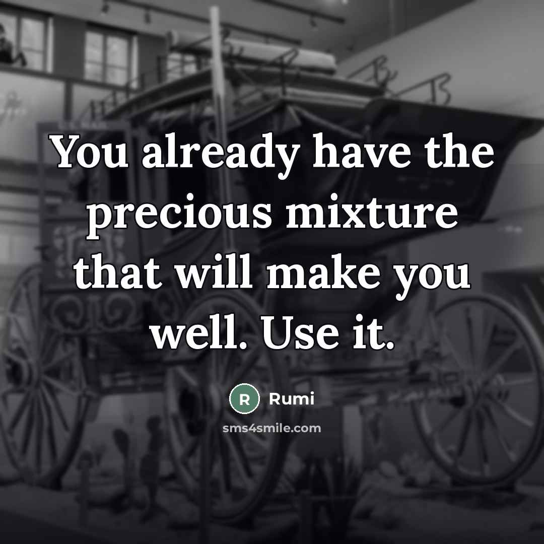 “You already have the precious mixture that will make you…” quote by Rumi