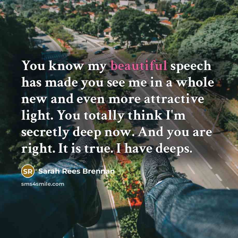 “You know my beautiful speech has made you see me…” quote by Sarah Rees Brennan