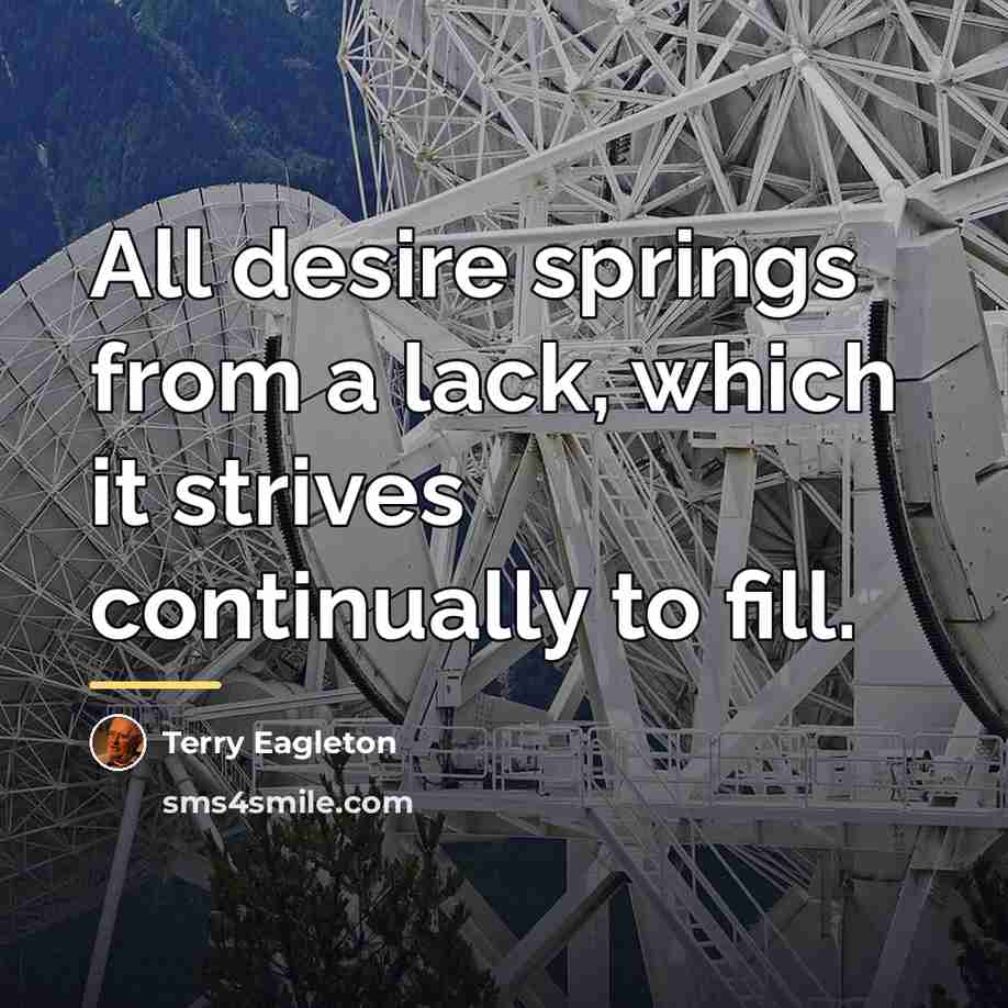 “All desire springs from a lack, which it strives continually…” quote by Terry Eagleton