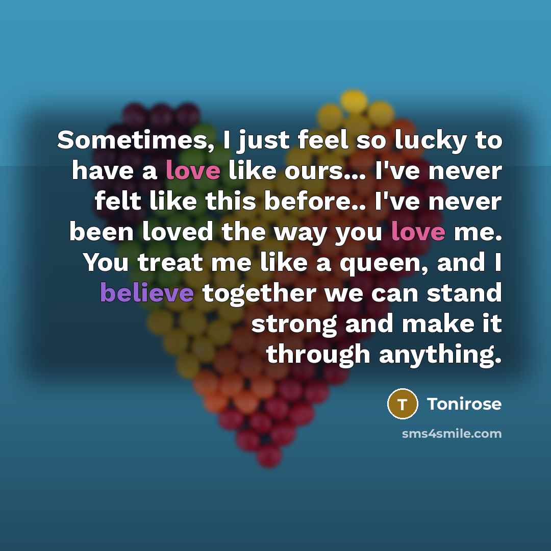 “Sometimes, I just feel so lucky to have a love…” quote by Tonirose