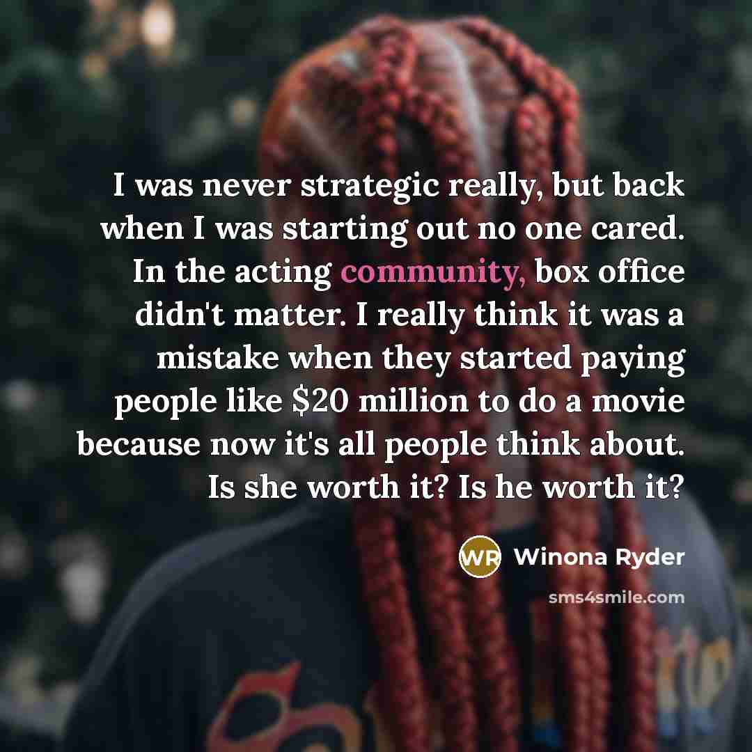 “I was never strategic really, but back when I was…” quote by Winona Ryder