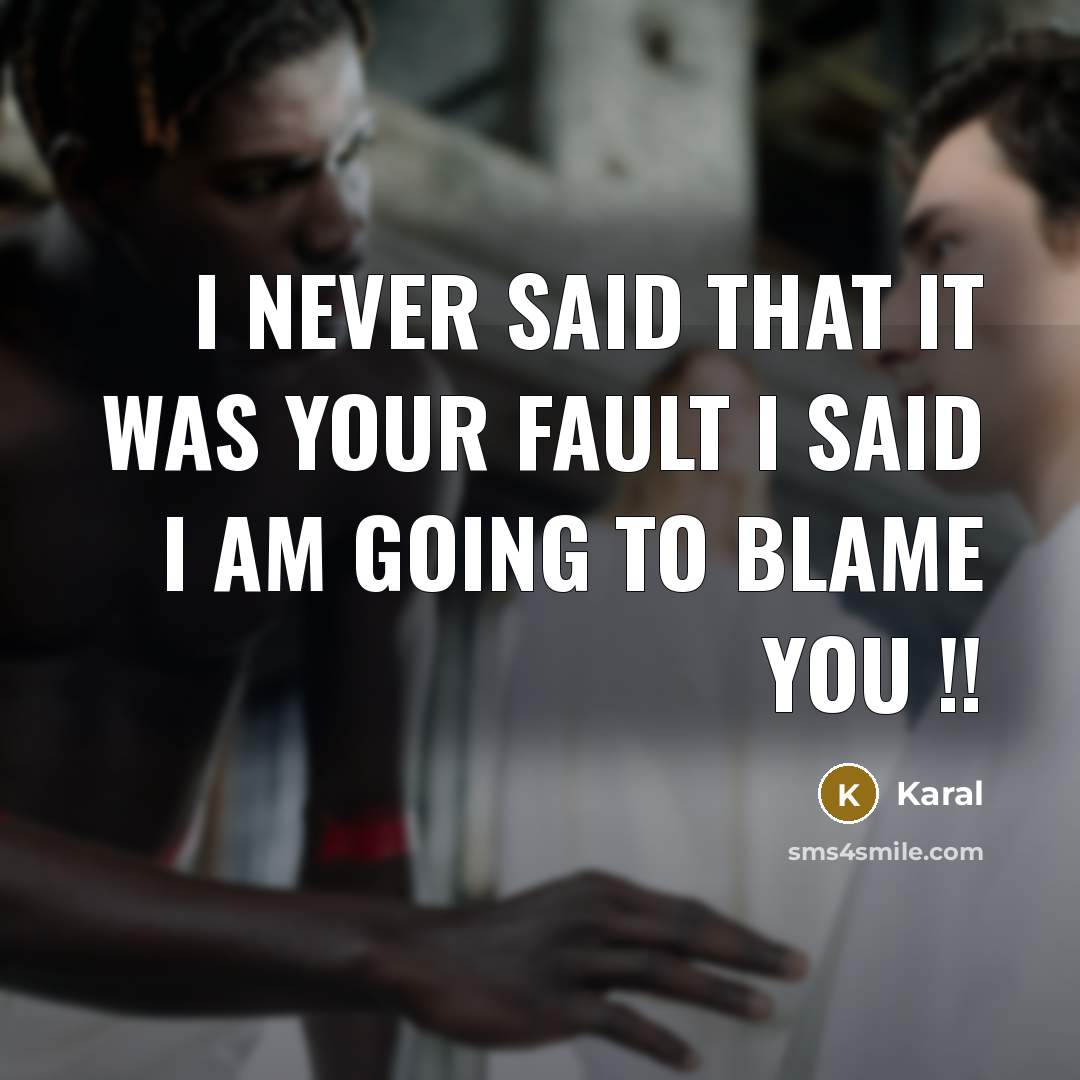 “I Never Said That It Was your Fault I said…” quote by Karal