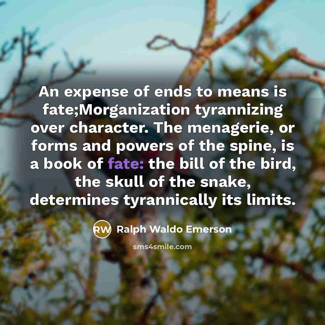 “An expense of ends to means is fate;Morganization tyrannizing over…” quote by Ralph Waldo Emerson