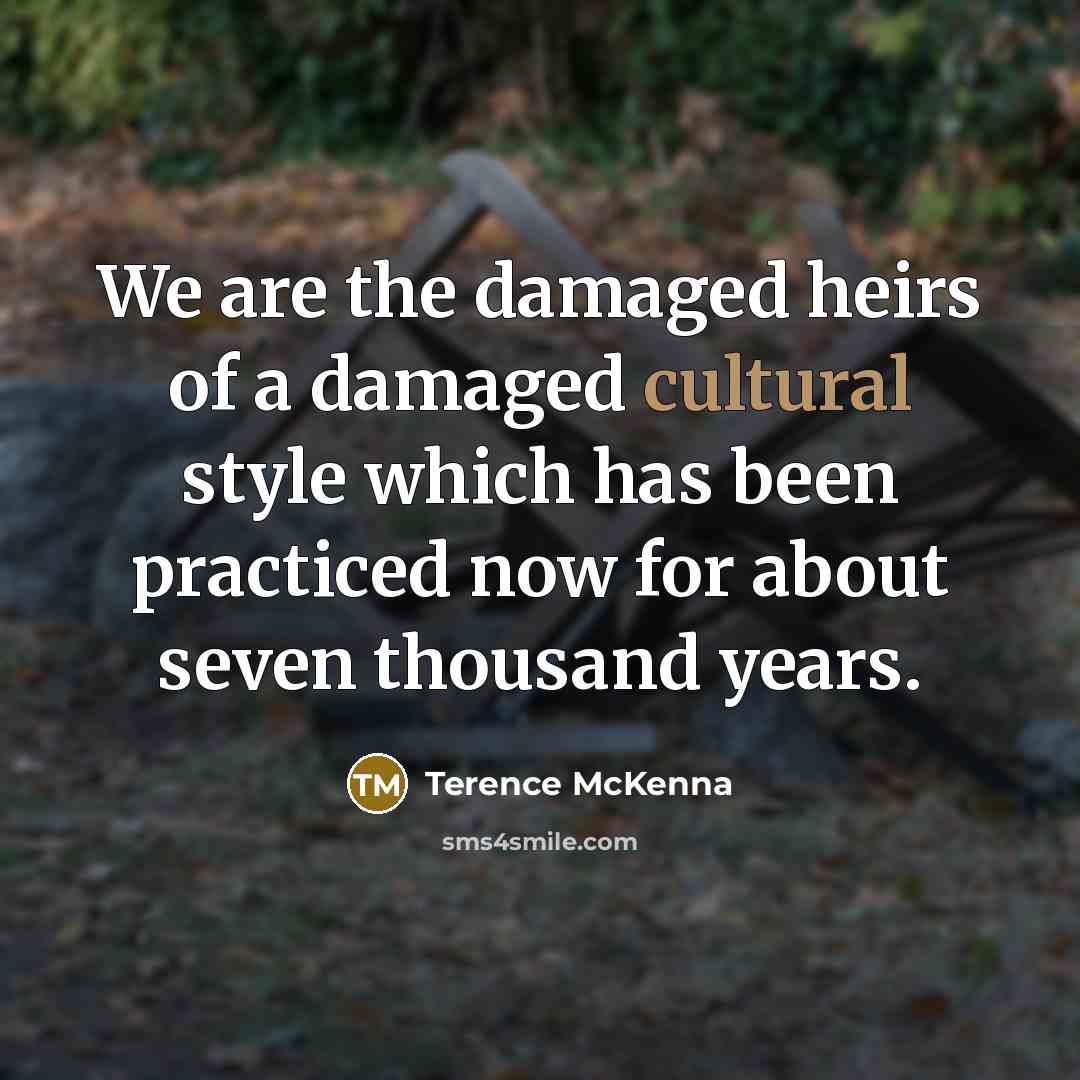 “We are the damaged heirs of a damaged cultural style…” quote by Terence McKenna
