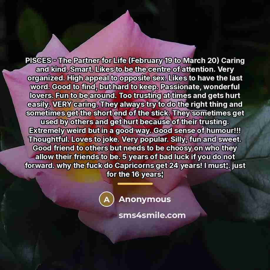 “PISCES - The Partner for Life (February 19 to March…” quote by Anonymous