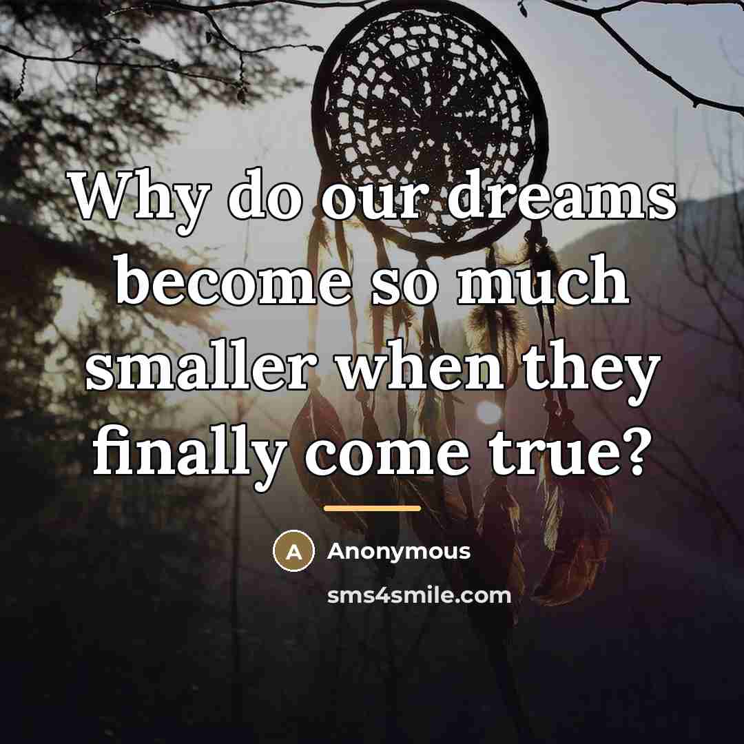 “Why do our dreams become so much smaller when they…” quote by Anonymous