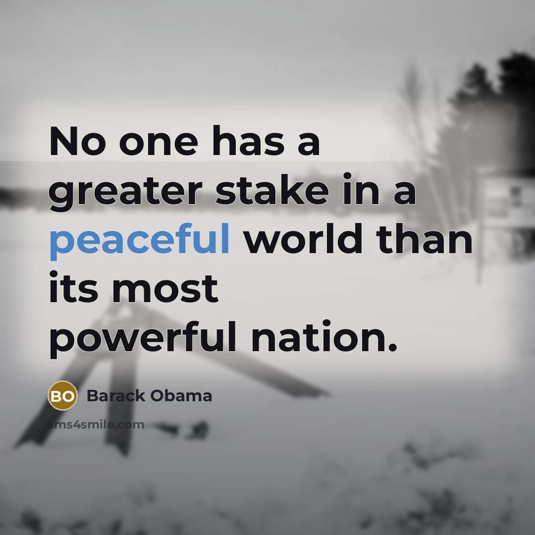 “No one has a greater stake in a peaceful world…” quote by Barack Obama