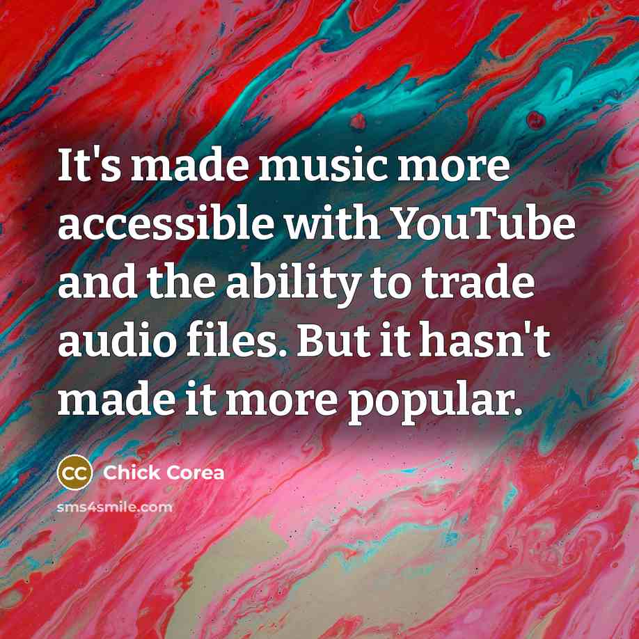 “It's made music more accessible with YouTube and the ability…” quote by Chick Corea