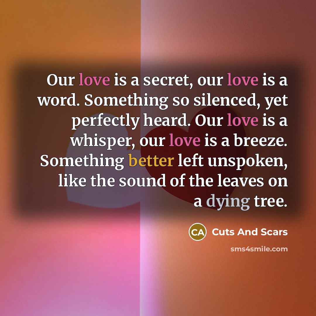 “Our love is a secret, our love is a word.…” quote by Cuts And Scars