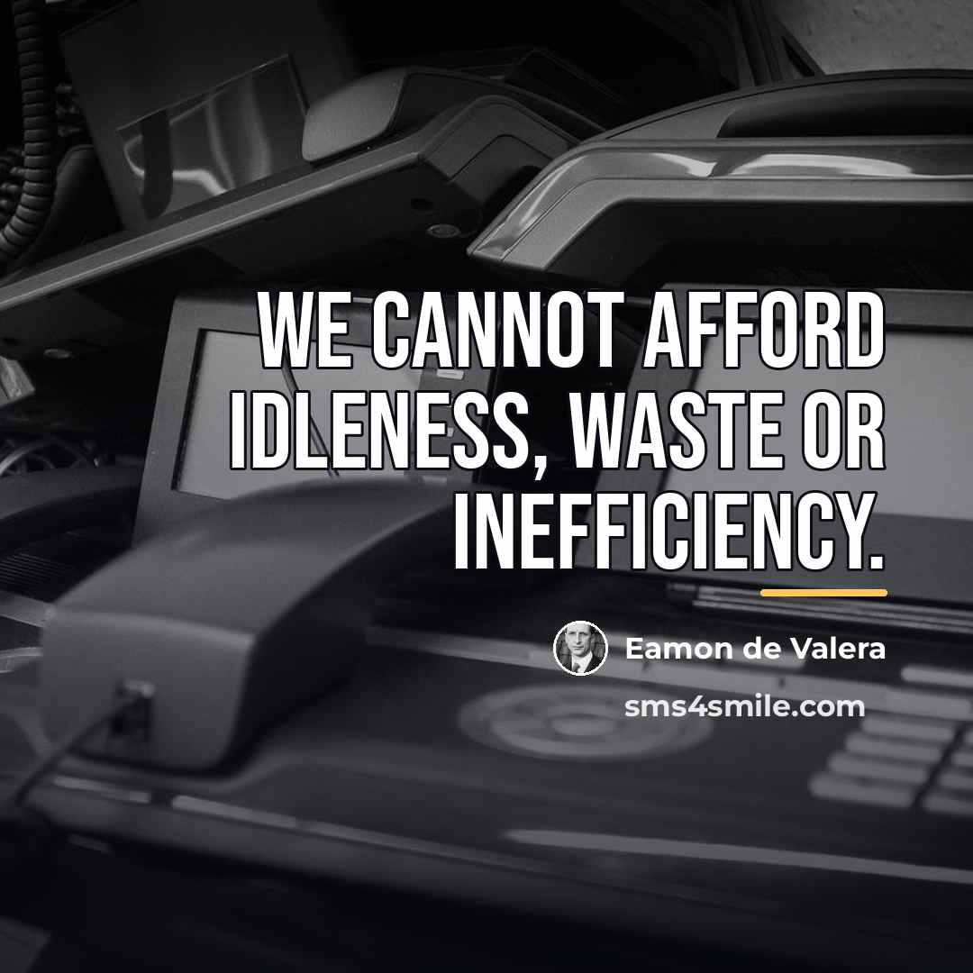 “We cannot afford idleness, waste or inefficiency.…” quote by Eamon de Valera