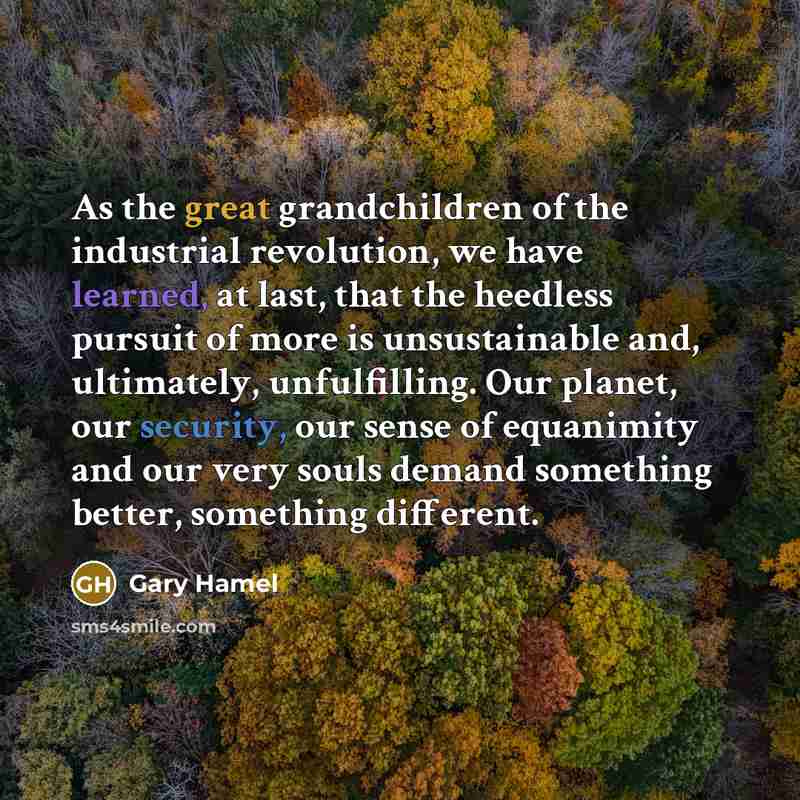 “As the great grandchildren of the industrial revolution, we have…” quote by Gary Hamel