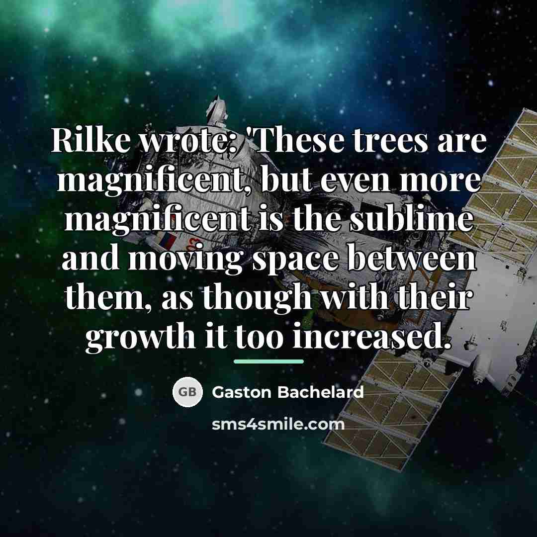 “Rilke wrote: 'These trees are magnificent, but even more magnificent…” quote by Gaston Bachelard