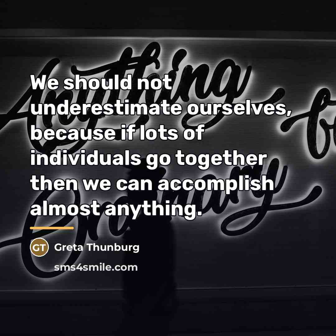 “We should not underestimate ourselves, because if lots of individuals…” quote by Greta Thunburg