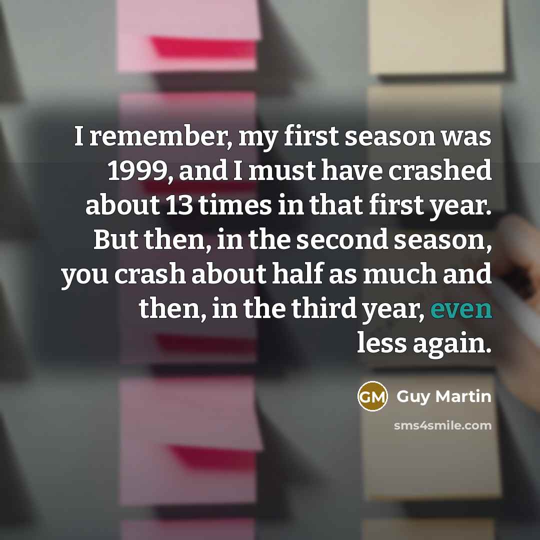 “I remember, my first season was 1999, and I must…” quote by Guy Martin
