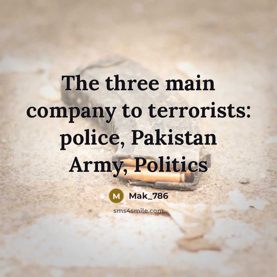 “The three main company to terrorists: police, Pakistan Army, Politics…” quote by Mak_786