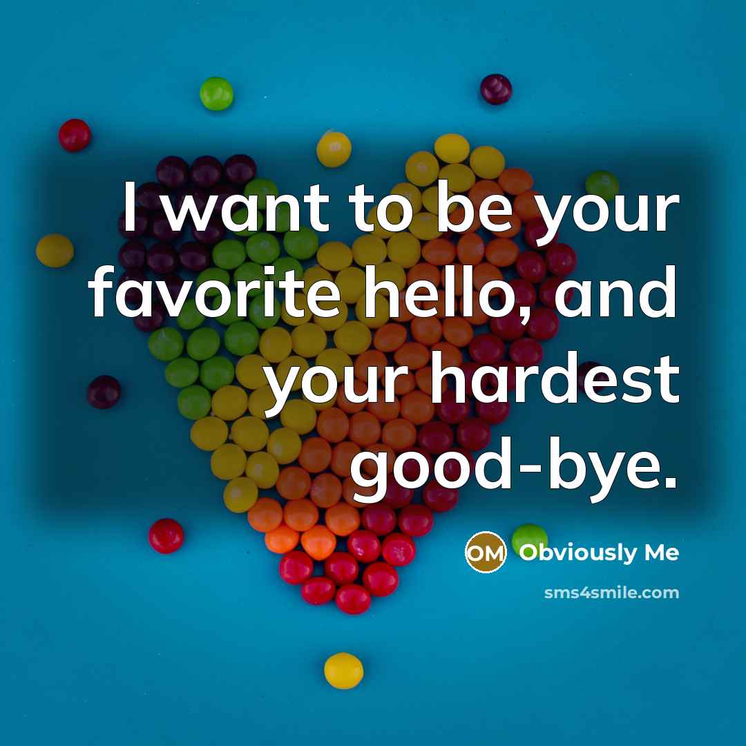 “I want to be your favorite hello, and your hardest…” quote by Obviously Me