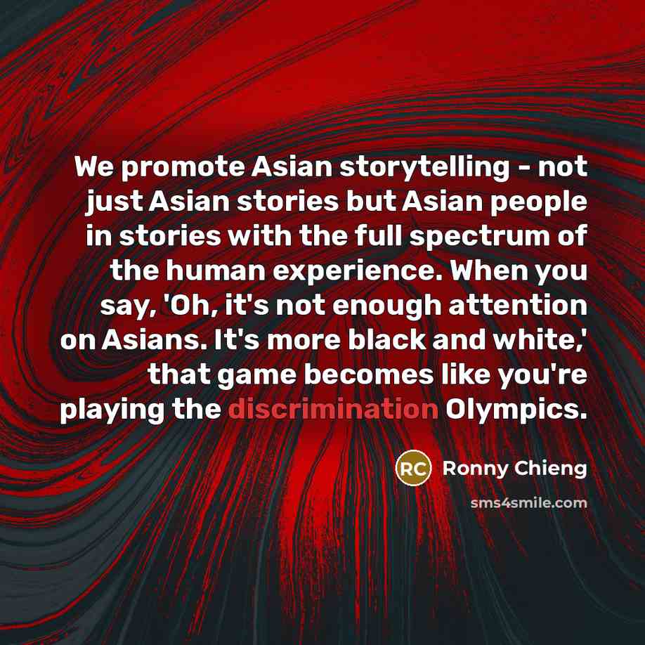 “We promote Asian storytelling - not just Asian stories but…” quote by Ronny Chieng