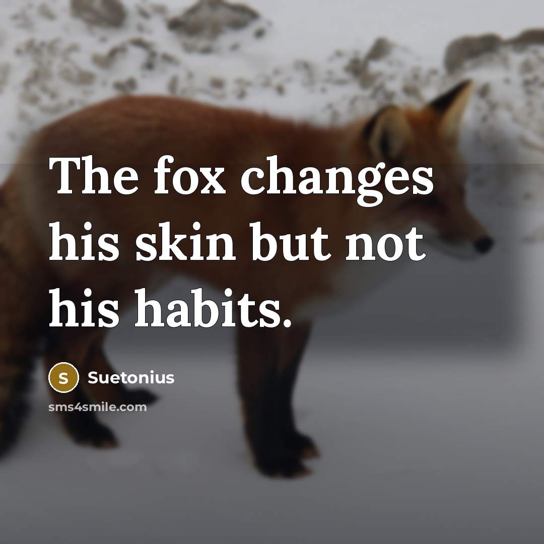 “The fox changes his skin but not his habits.…” quote by Suetonius