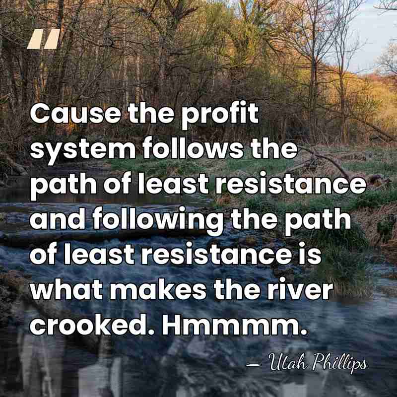 Cause the profit system follows the path of least resistance and following&hellip; - Utah Phillips