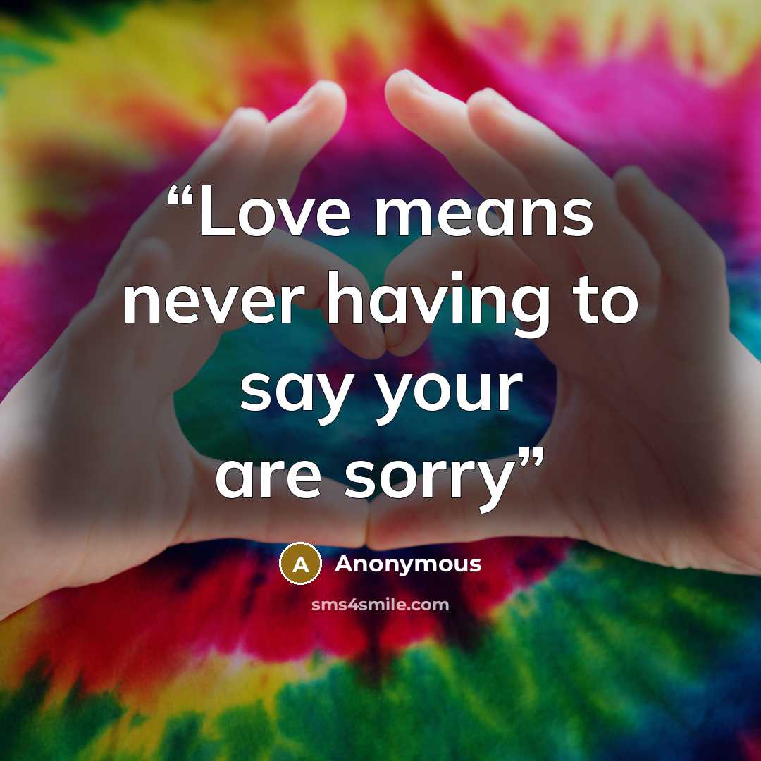 “Love means never having to say your are sorry” quote by Anonymous