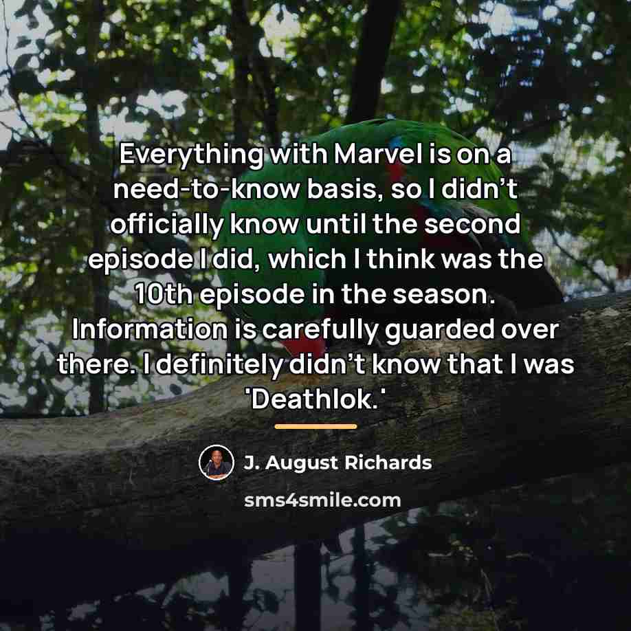 “Everything with Marvel is on a need-to-know basis, so I…” quote by J. August Richards