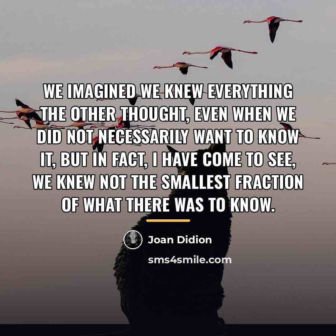 “We imagined we knew everything the other thought, even when…” quote by Joan Didion