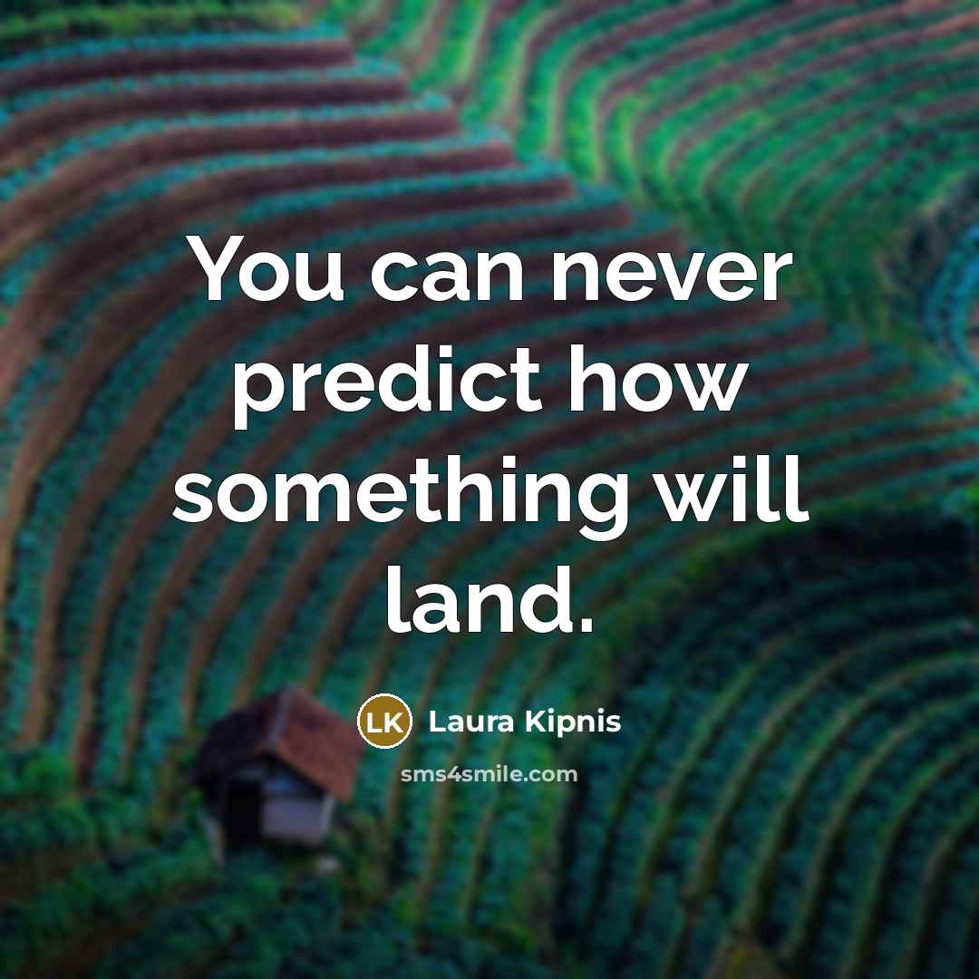 “You can never predict how something will land.…” quote by Laura Kipnis