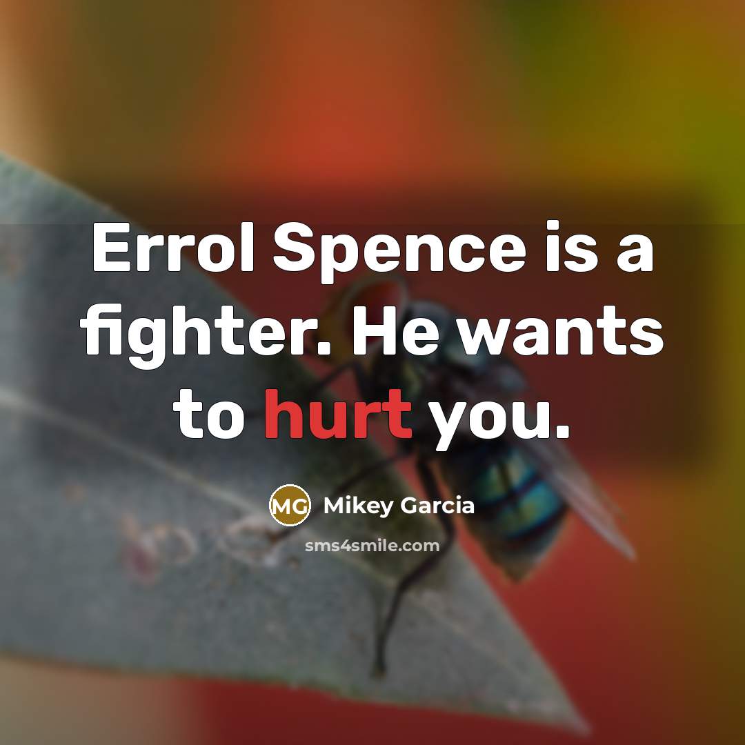 “Errol Spence is a fighter. He wants to hurt you.…” quote by Mikey Garcia