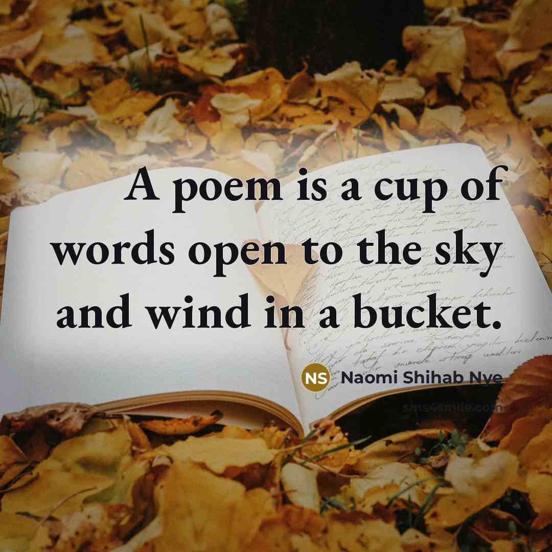 “A poem is a cup of words open to the sky and wind in a bucket.” quote by Naomi Shihab Nye