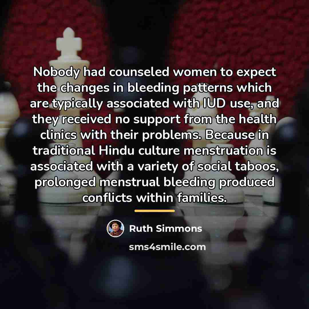 “Nobody had counseled women to expect the changes in bleeding…” quote by Ruth Simmons