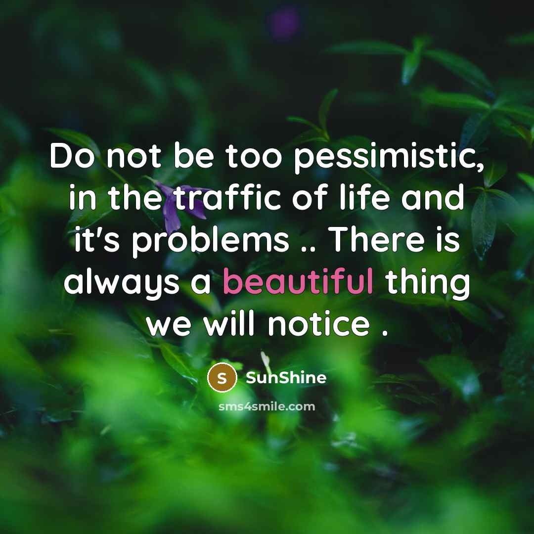 “Do not be too pessimistic, in the traffic of life…” quote by SunShine