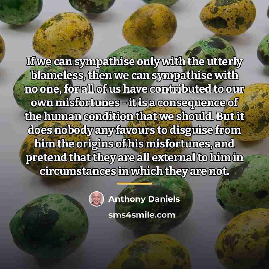 “If we can sympathise only with the utterly blameless, then…” quote by Anthony Daniels