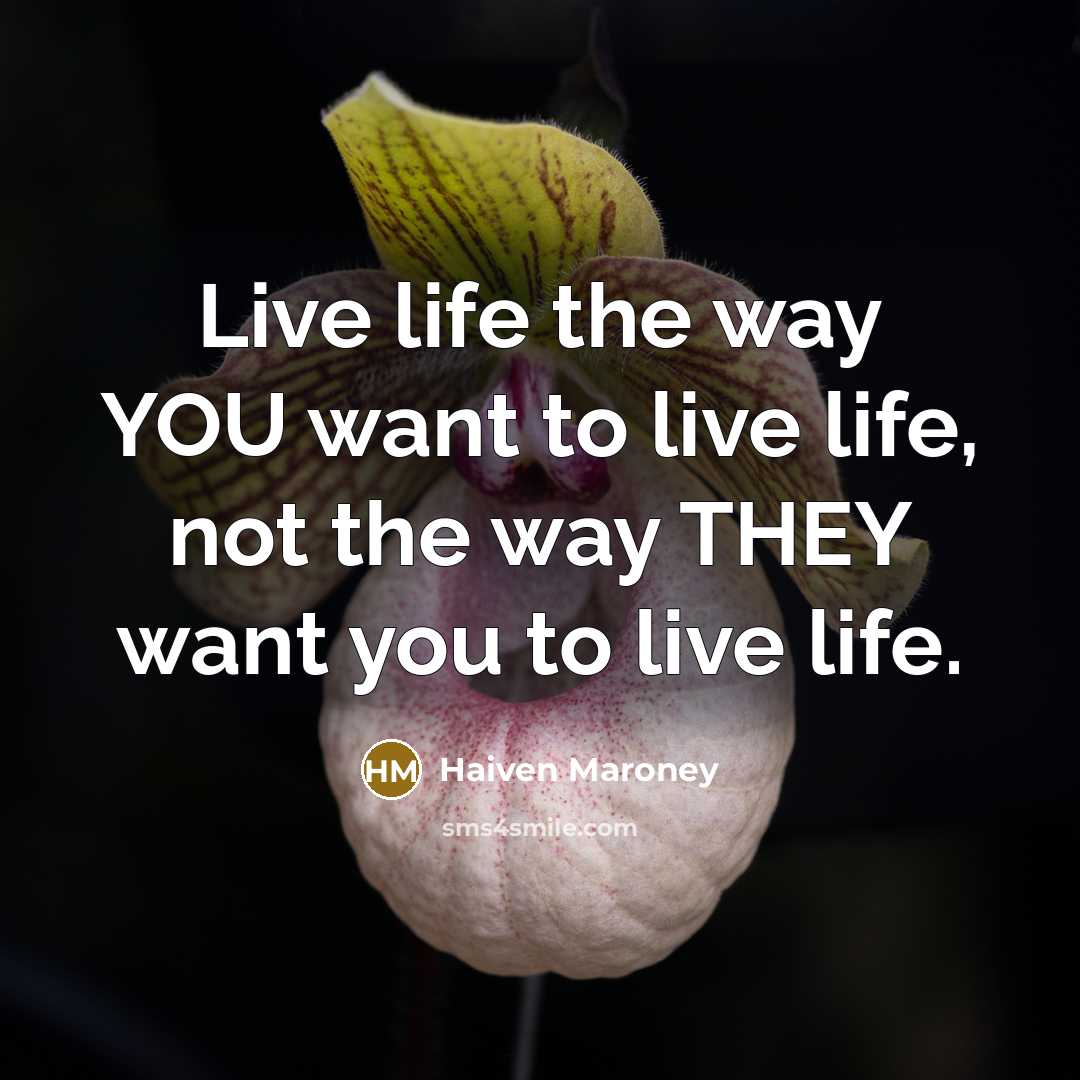 “Live life the way YOU want to live life, not…” quote by Haiven Maroney