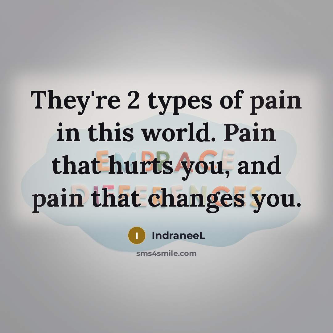 “They're 2 types of pain in this world. Pain that…” quote by IndraneeL